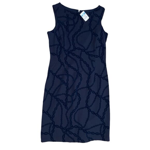 J. McLaughlin Amelia Dress NWT Navy Flocking Print Blue Size Large - Picture 3 of 12